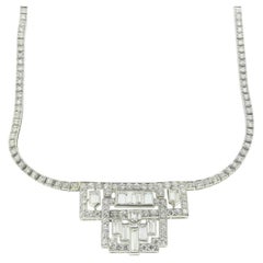 Art Deco 6.50 Carat Diamond Cluster Necklace