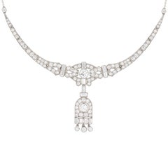 Antique Art Deco 6.60 Carat Transitional Cut Diamond Necklace, circa 1920s