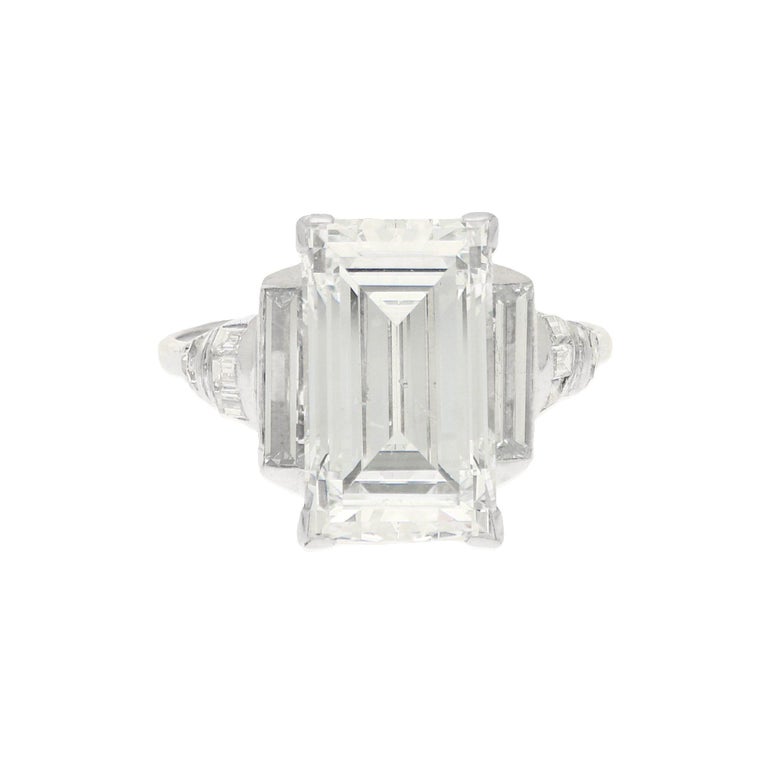 Art Deco Baguette-Cut Diamond Engagement Ring Set in Platinum at 1stDibs | art  deco baguette engagement ring, 3 ct engagement rings, 2 ct engagement rings