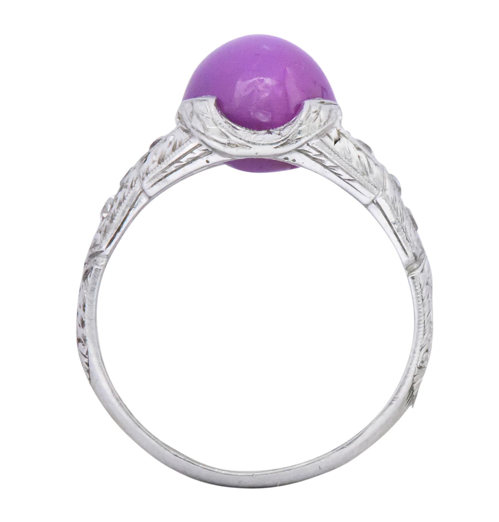 Women's or Men's Art Deco 6.80 Carat Star Ruby Diamond Platinum Ring