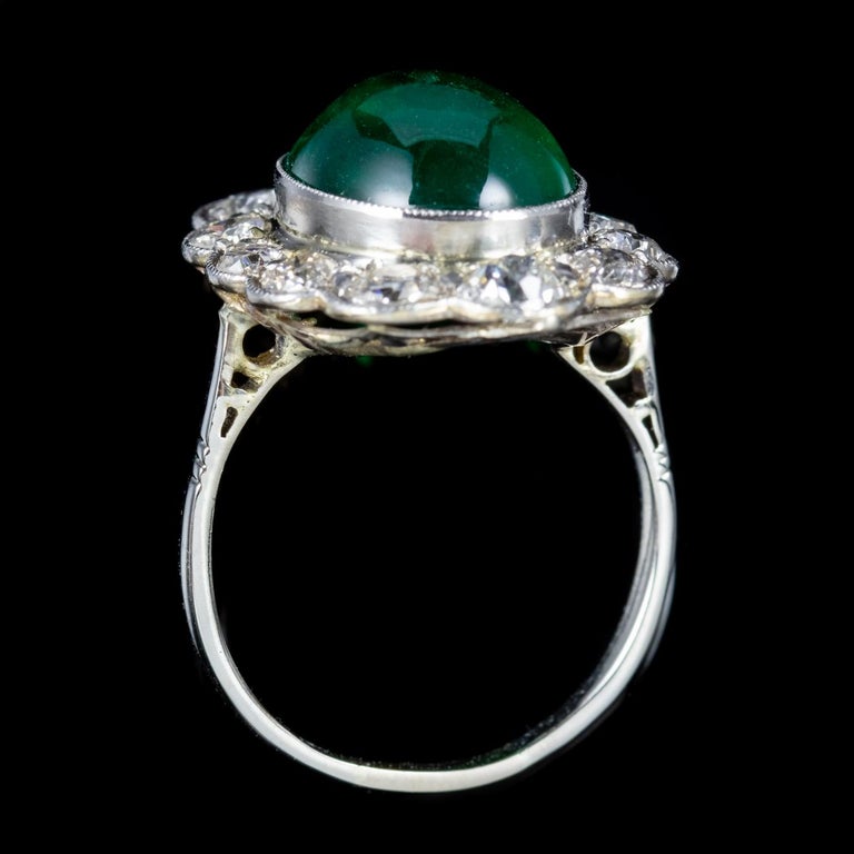 Art Deco 6 carat Natural Emerald Diamond 18 carat Gold circa 1920 Full ...
