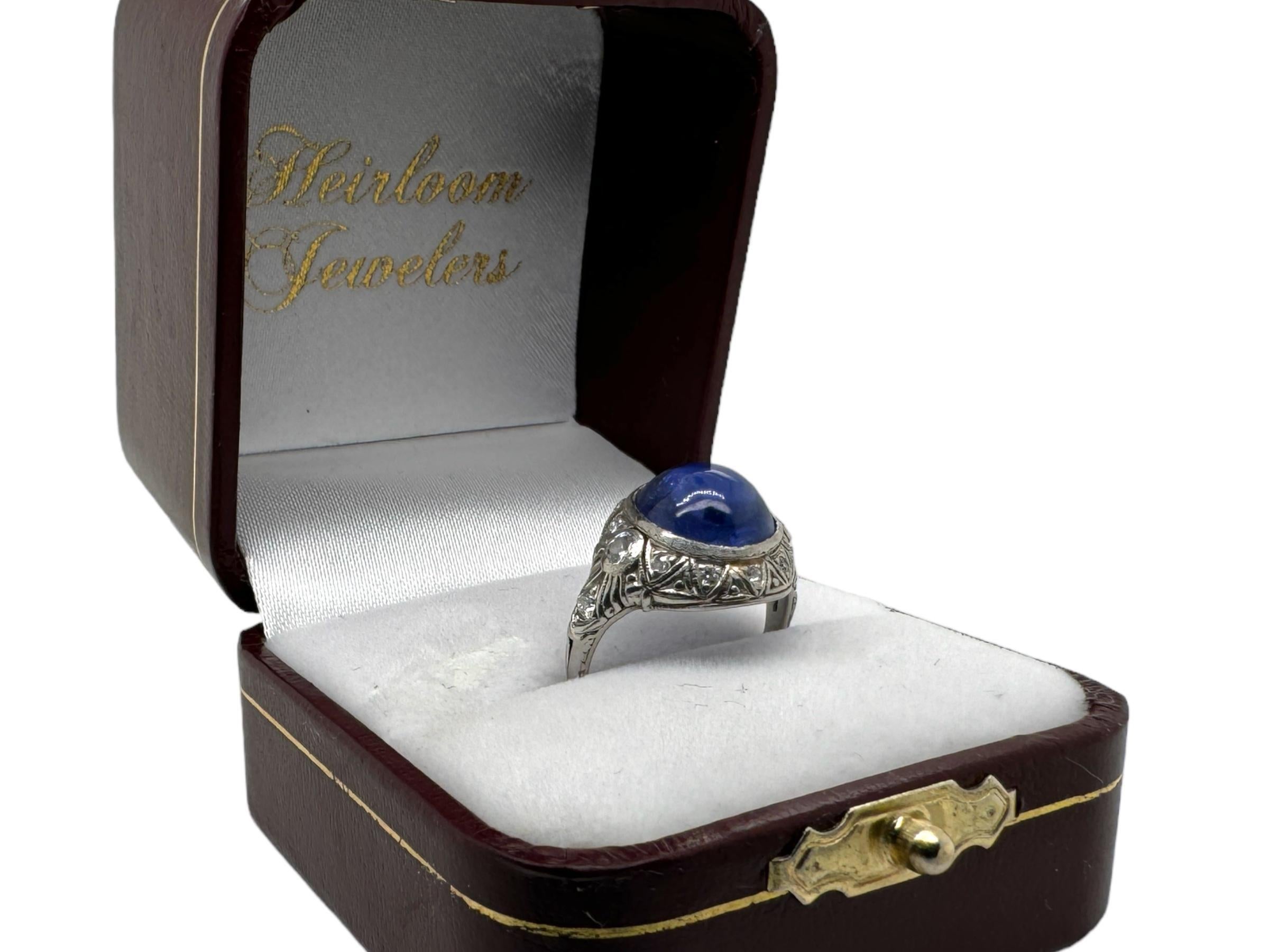Art Deco 7 Carat Color Change Sapphire & Diamond Ring For Sale 5