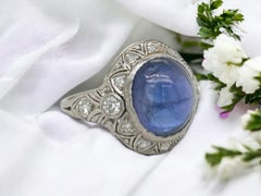 Art Deco 7 Carat Color Change Sapphire & Diamond Ring