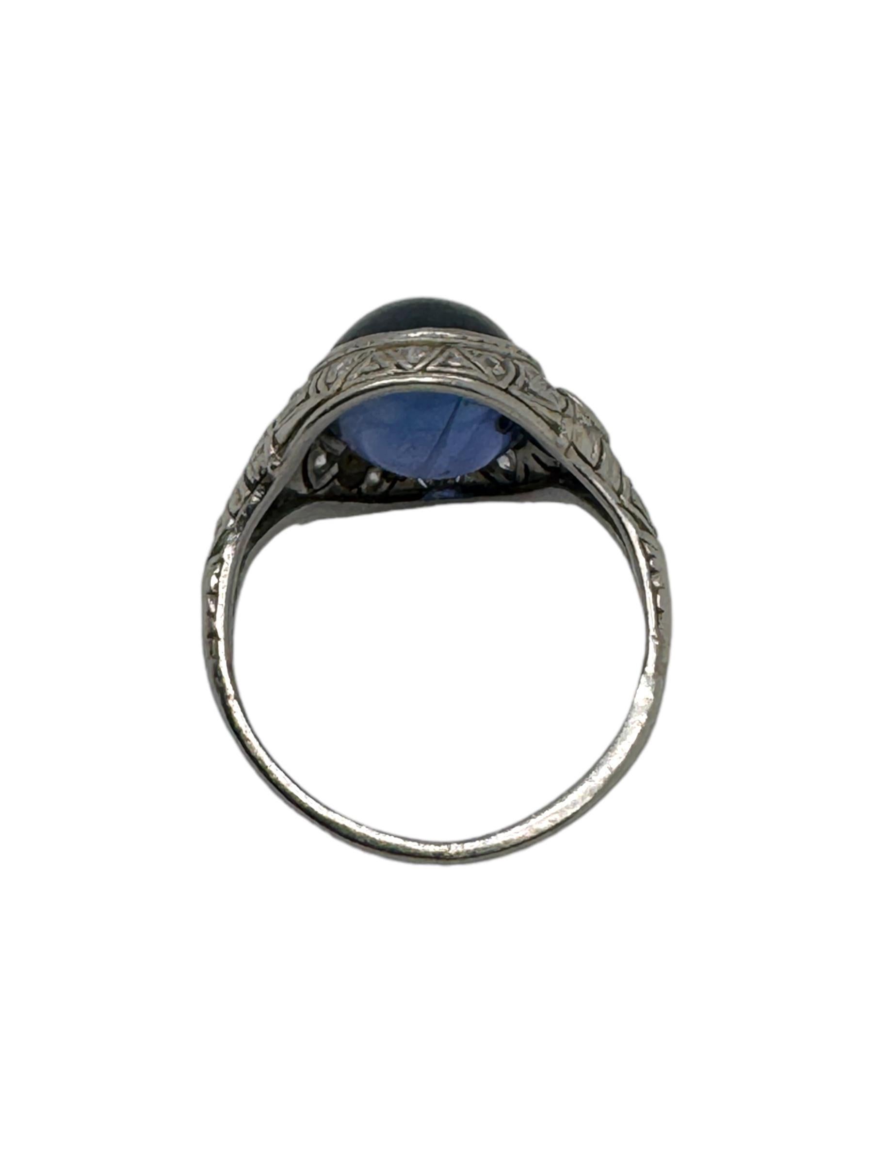 Ring mit 7 Karat Farbwechsel-Saphir und Diamant im Art déco-Stil Damen