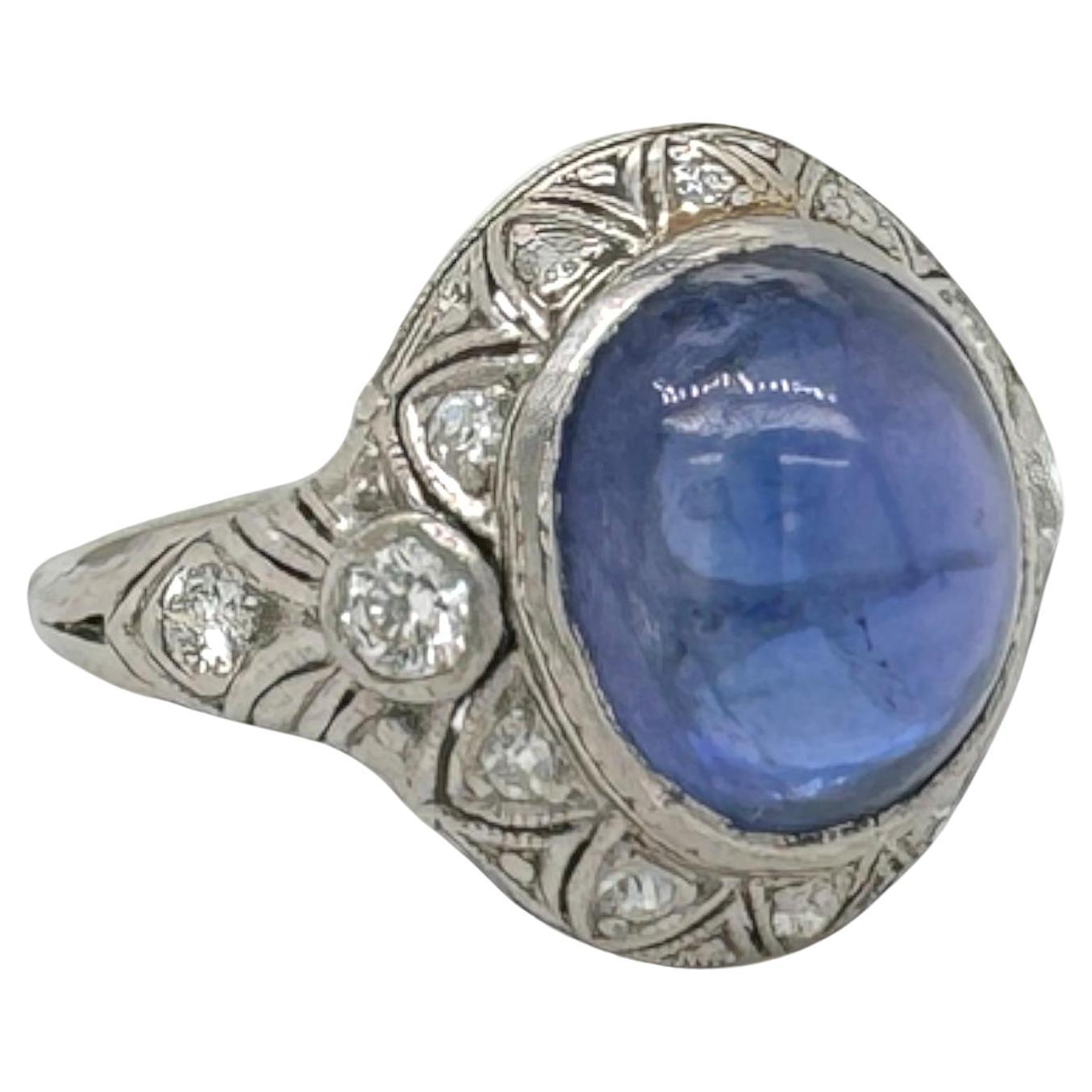 Art Deco 7 Carat Color Change Sapphire & Diamond Ring For Sale
