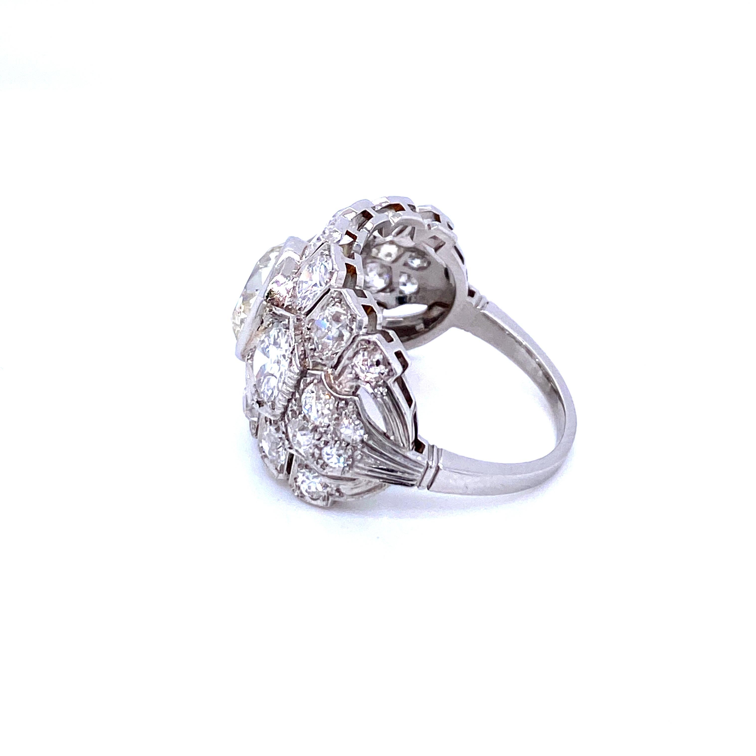 Women's or Men's Art Deco 7 Carat Diamond Plaque Ring