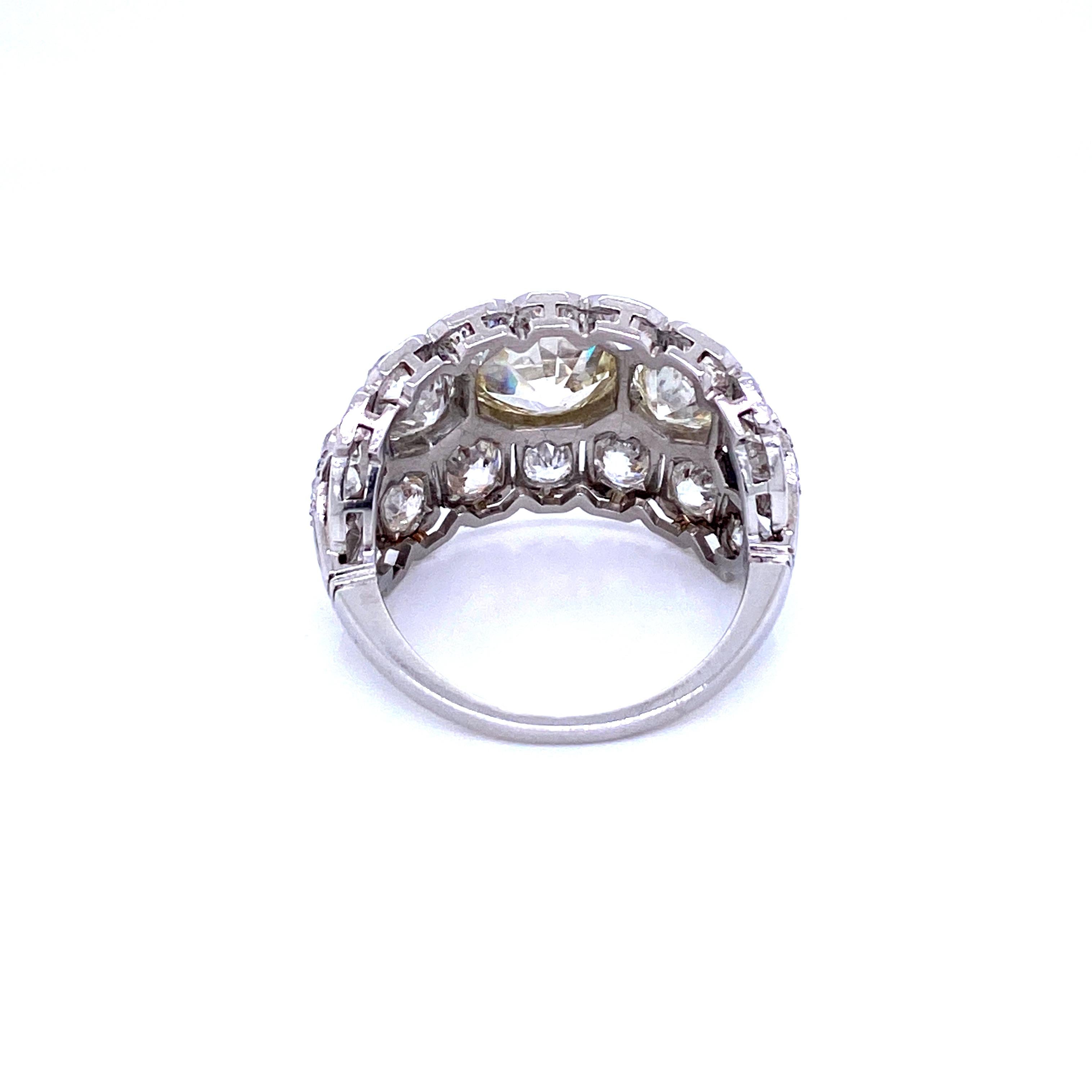Art Deco 7 Carat Diamond Plaque Ring 1