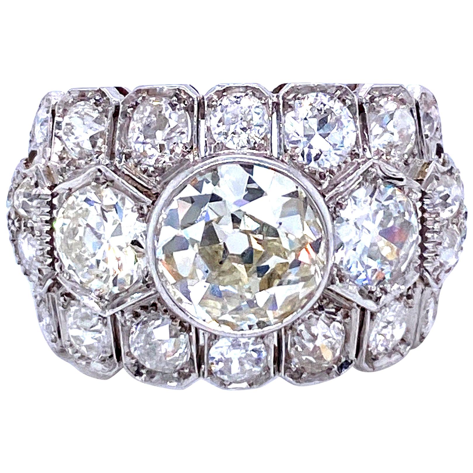 Art Deco 7 Carat Diamond Plaque Ring