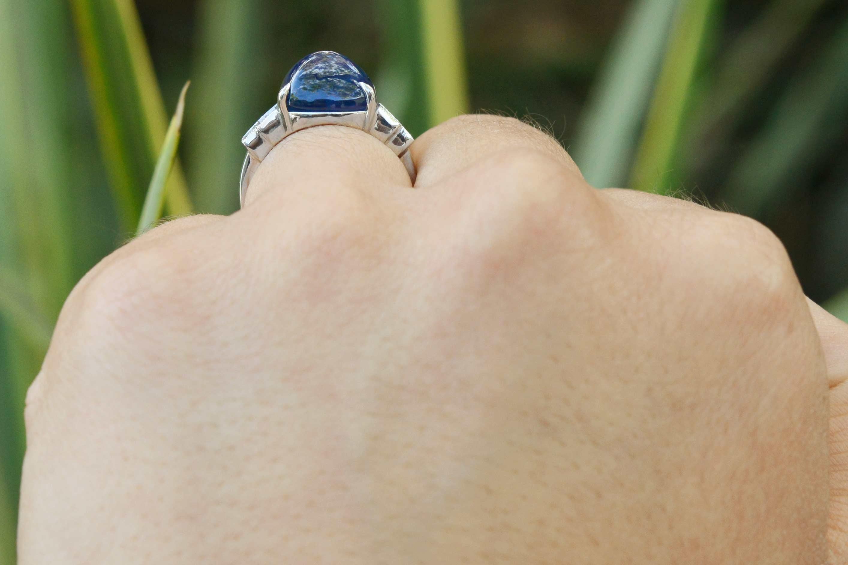 cabochon sapphire engagement ring