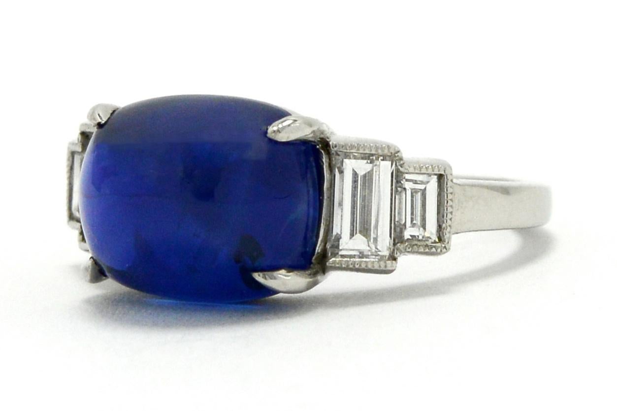 cabochon sapphire engagement ring