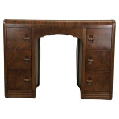 Art Deco 7 Drawer Writing Desk with Waterfall Top