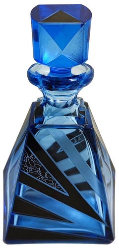 Art Deco 7 Piece Glass Decanter Set, by Karl Palda, Czech, circa 1930