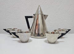 Set da caffè in argento placcato Art Deco 7 pezzi, Germania 1930