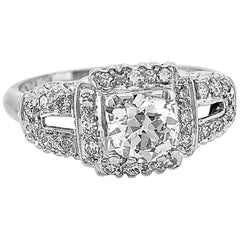 Art Deco .70 Carat Diamond and Platinum Antique Engagement Ring