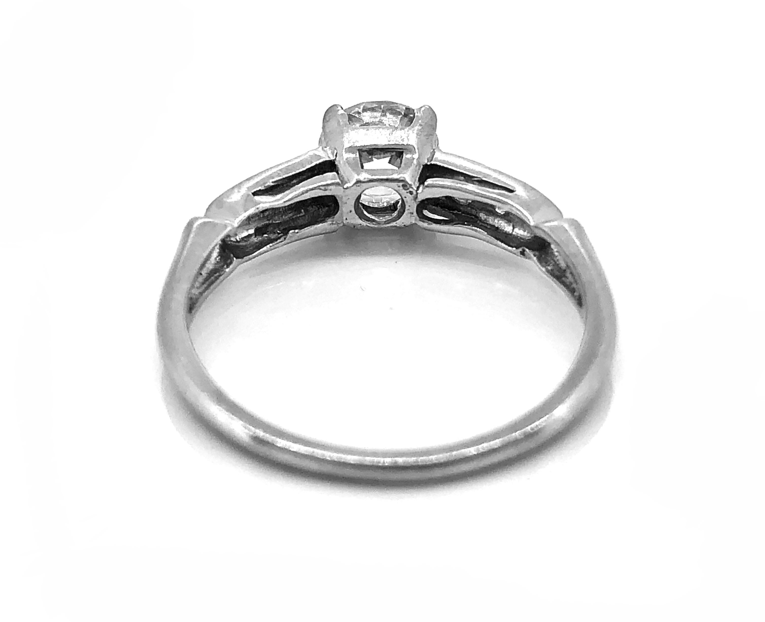 Old European Cut Art Deco .70 Carat Diamond Platinum Engagement Ring