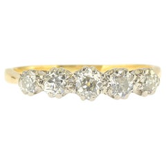 Art Deco .70 Karat Old Mine Diamant-Ringteller mit fünf Steinen/18 Kt
