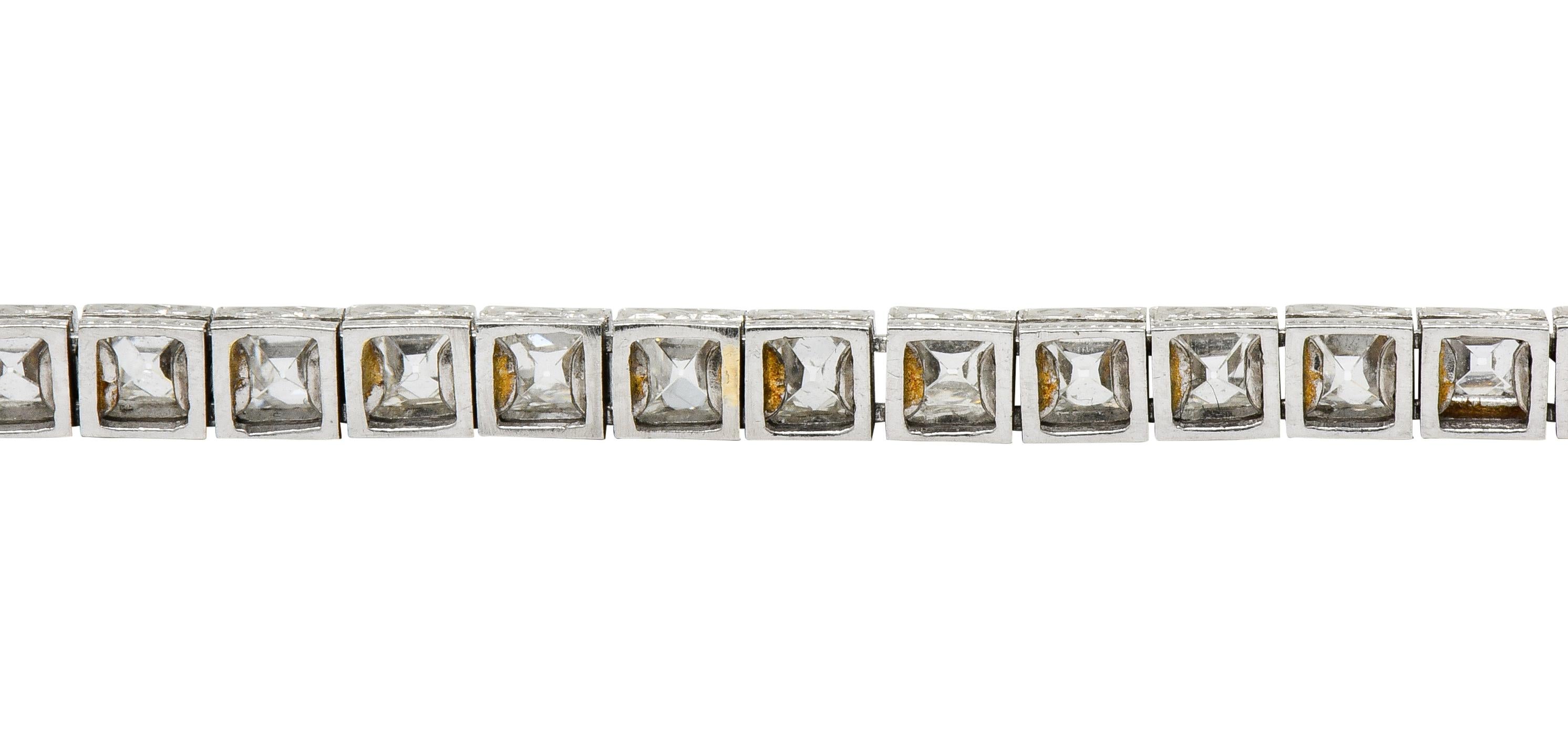 Art Deco 7.00 Carat French Cut Diamond Platinum Line Bracelet, circa 1930 5