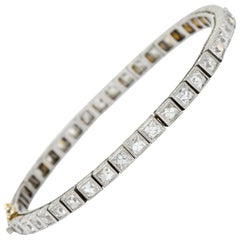 Art Deco 7.00 Carat French Cut Diamond Platinum Line Bracelet, circa 1930