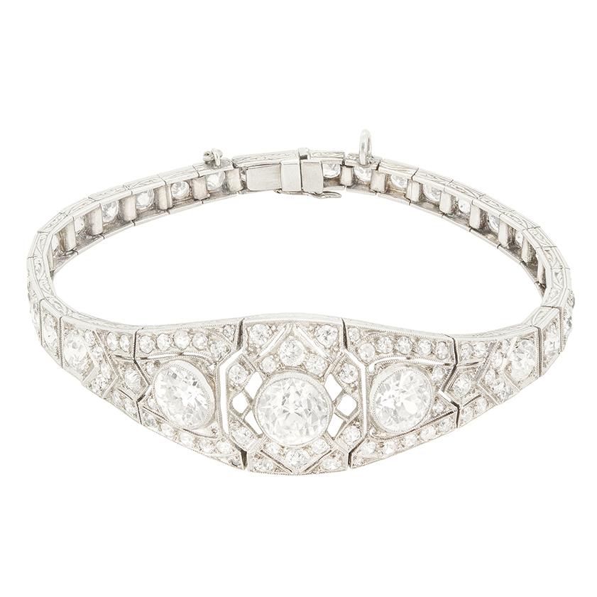 Art Deco 7.00ct Diamond Bracelet, c.1920s (Alteuropäischer Schliff) im Angebot