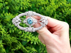 Art Deco 7.12 Carat High Zircon 10.85 Carat Diamonds Platinum Brooch Circa 1930