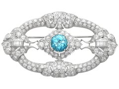 Art Deco 7.12 Carat High Zircon 10.85 Carat Diamonds Platinum Brooch Circa 1930