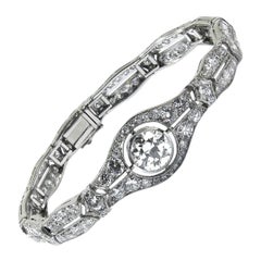 Art Deco 7.16 Carat Diamond Platinum Bracelet, circa 1930