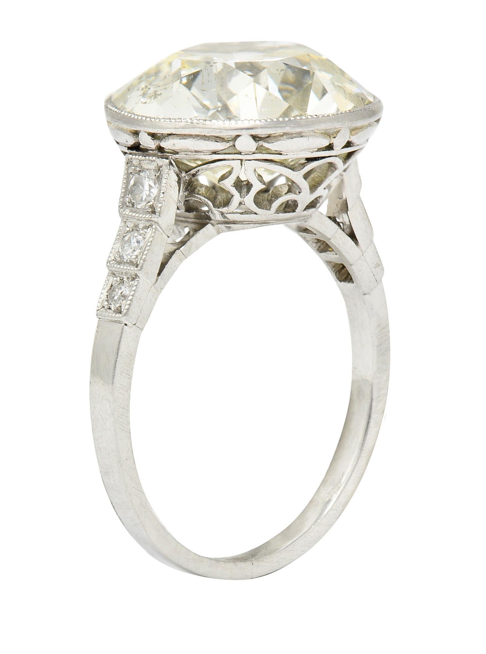 Art Deco 7.21 Carats Old European Diamond Platinum Butterfly Engagement Ring 4