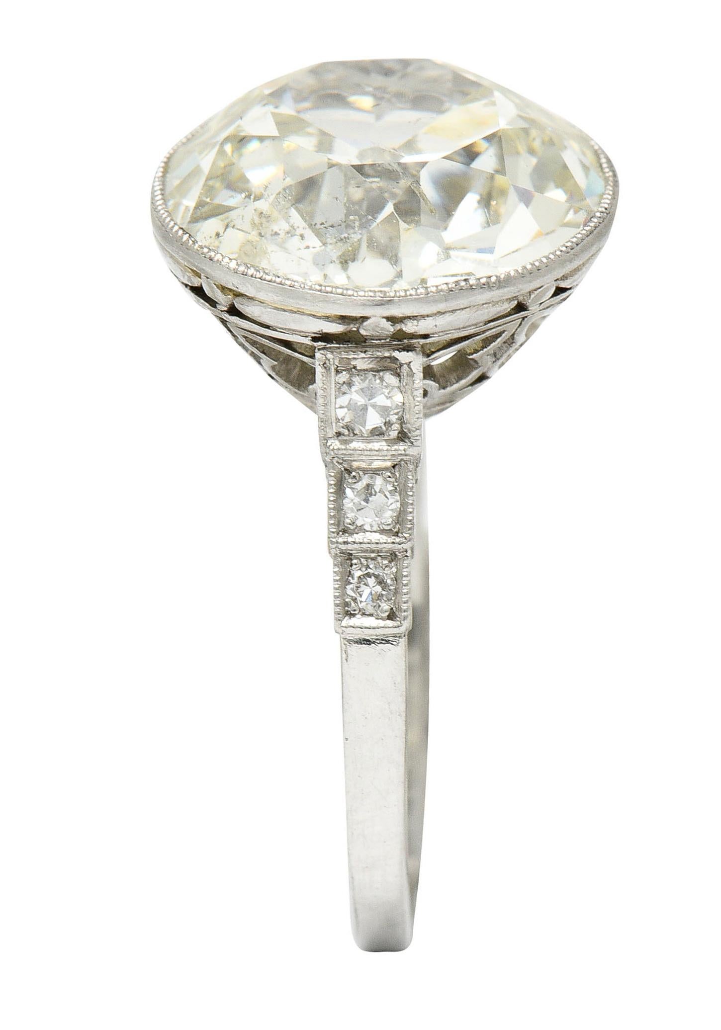 Art Deco 7.21 Carats Old European Diamond Platinum Butterfly Engagement Ring 5