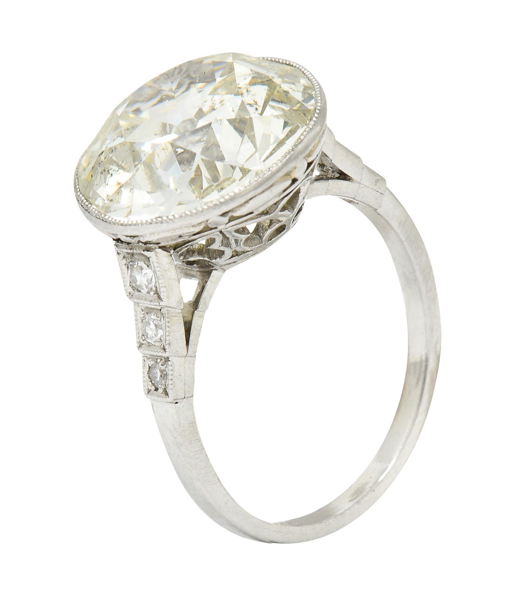 Art Deco 7.21 Carats Old European Diamond Platinum Butterfly Engagement Ring 6