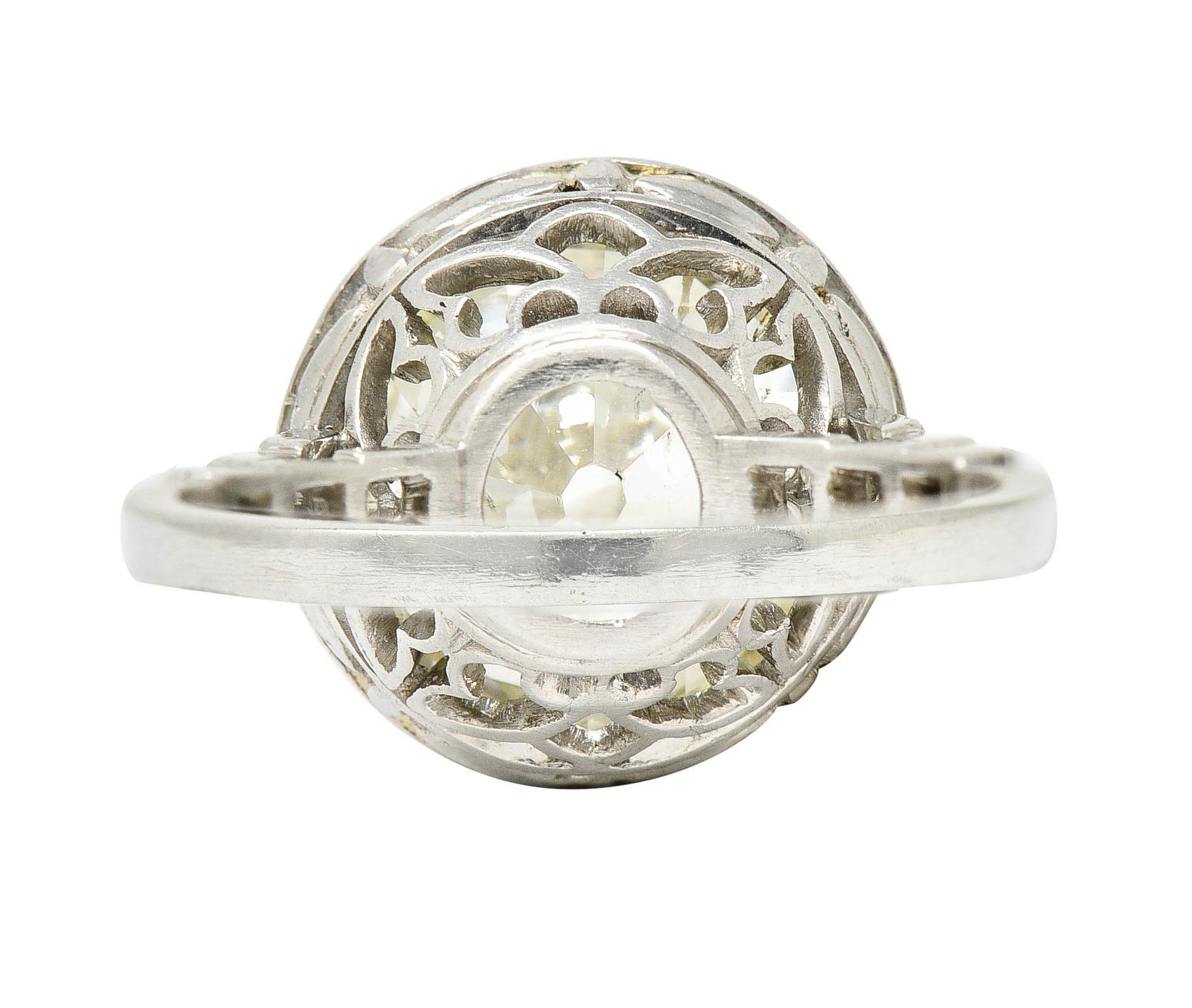 Old European Cut Art Deco 7.21 Carats Old European Diamond Platinum Butterfly Engagement Ring