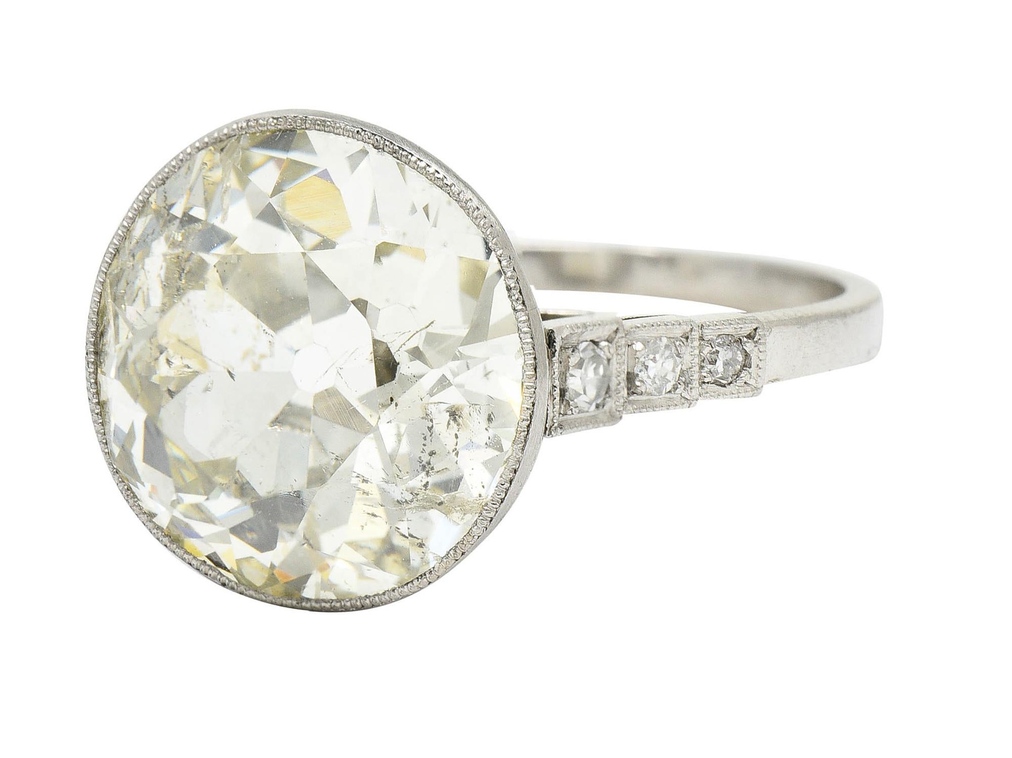 Women's or Men's Art Deco 7.21 Carats Old European Diamond Platinum Butterfly Engagement Ring