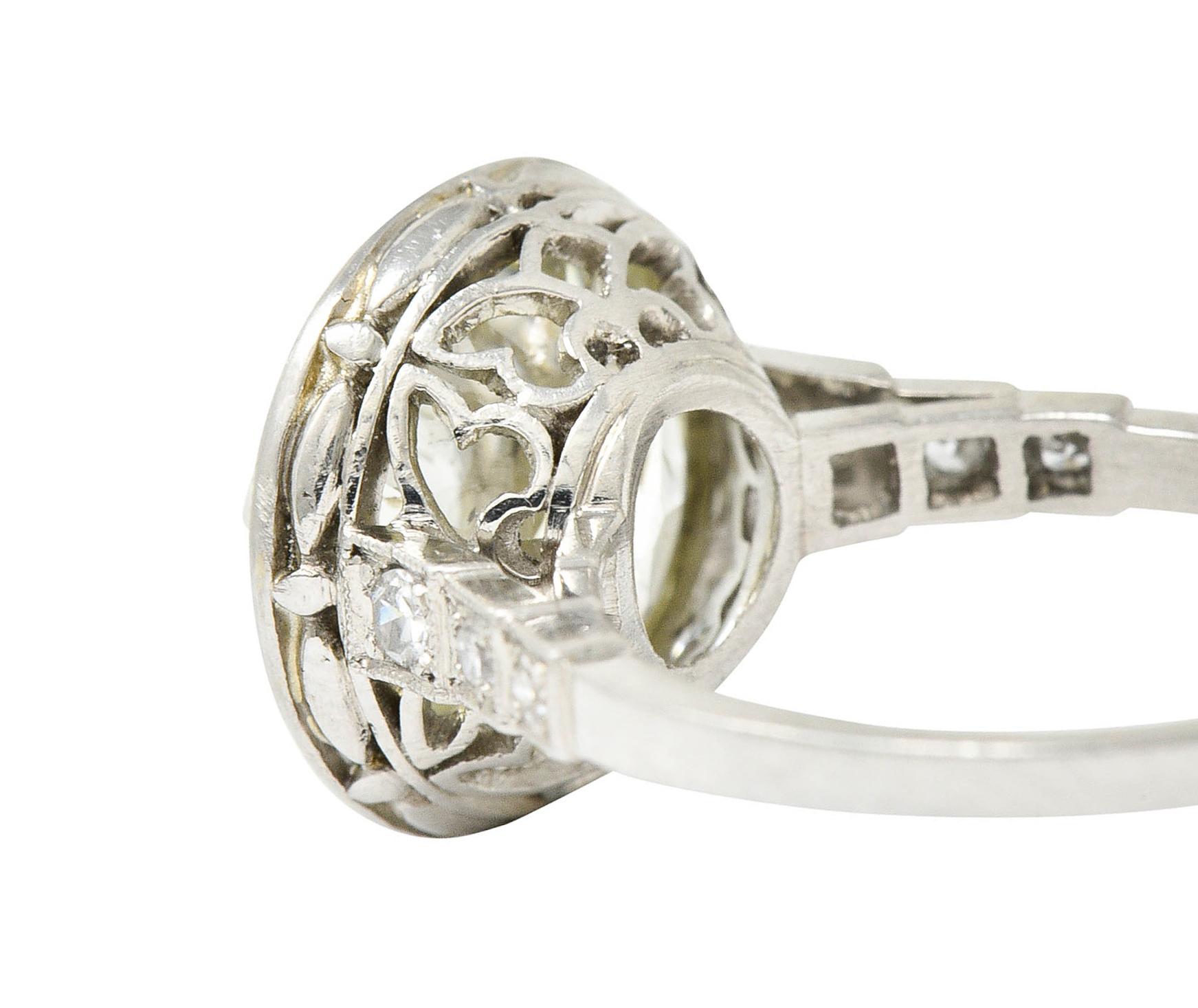 Art Deco 7.21 Carats Old European Diamond Platinum Butterfly Engagement Ring 1