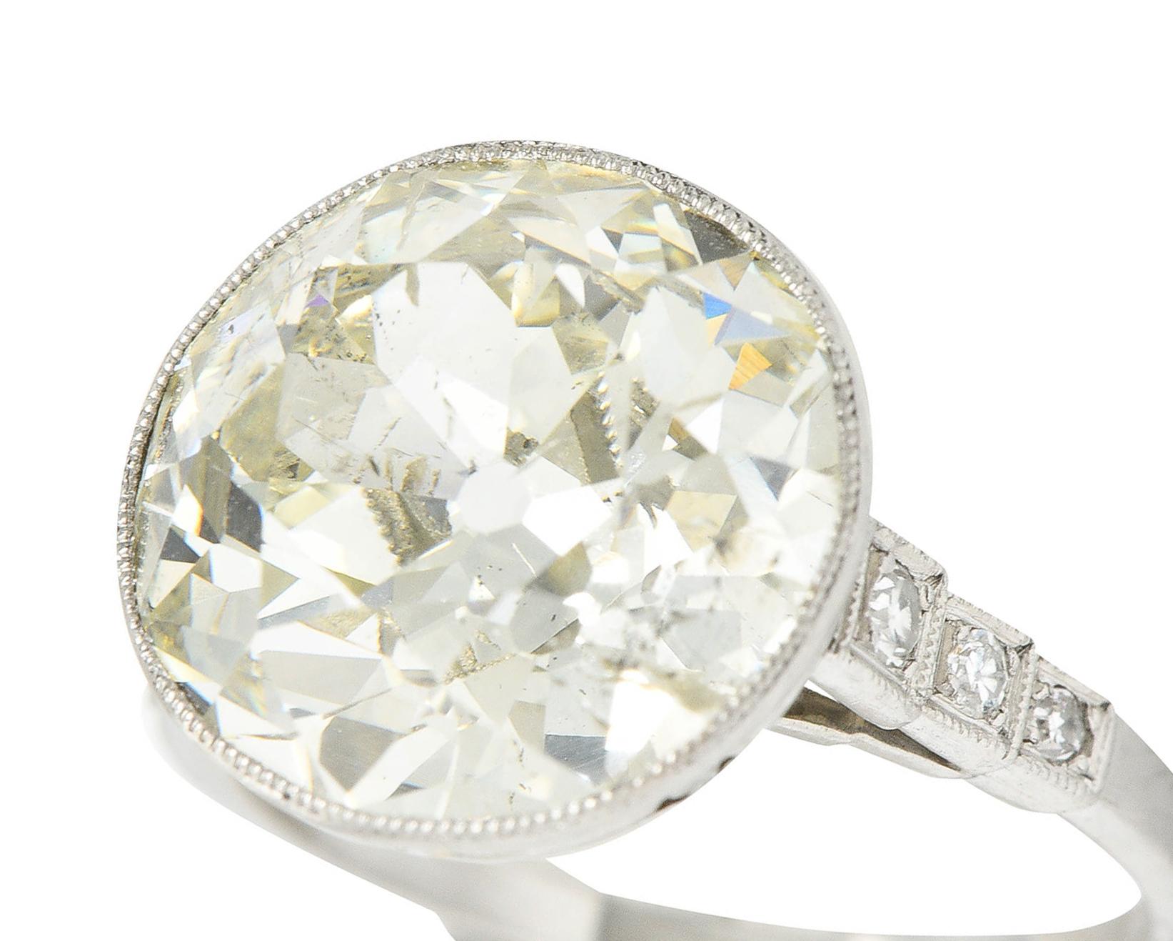 Art Deco 7.21 Carats Old European Diamond Platinum Butterfly Engagement Ring 2