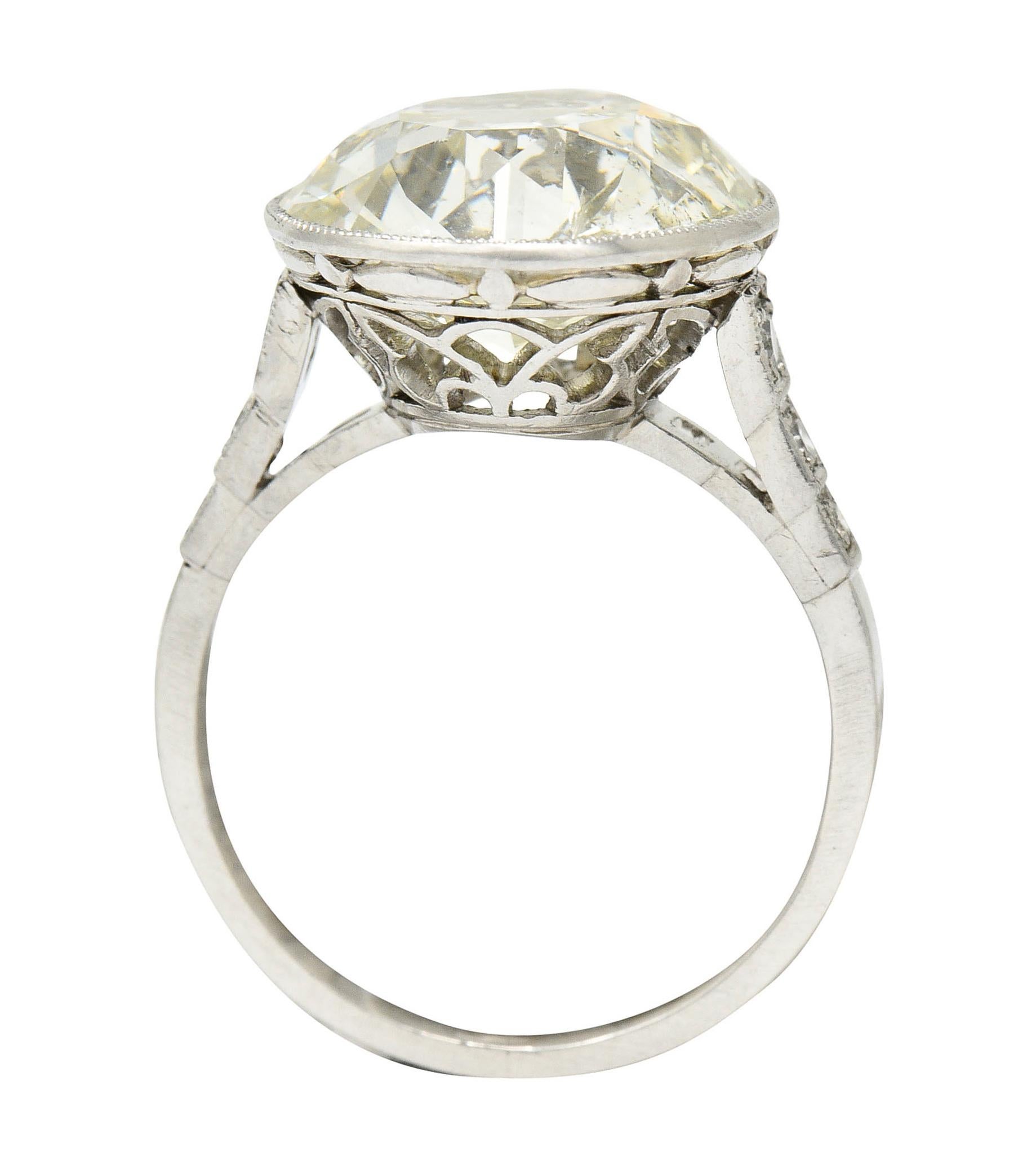 Art Deco 7.21 Carats Old European Diamond Platinum Butterfly Engagement Ring 3