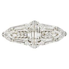 Art Deco 7.25 Carat Diamond Platinum 18 Karat White Gold Dress Clip Brooch