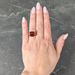 Art Deco 7.28 CTW Citrine Diamond Platinum Vintage Wheat Cocktail Ring