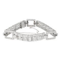 Art Deco 7.35 Carat Marquise Round Diamond Link Platinum Bracelet