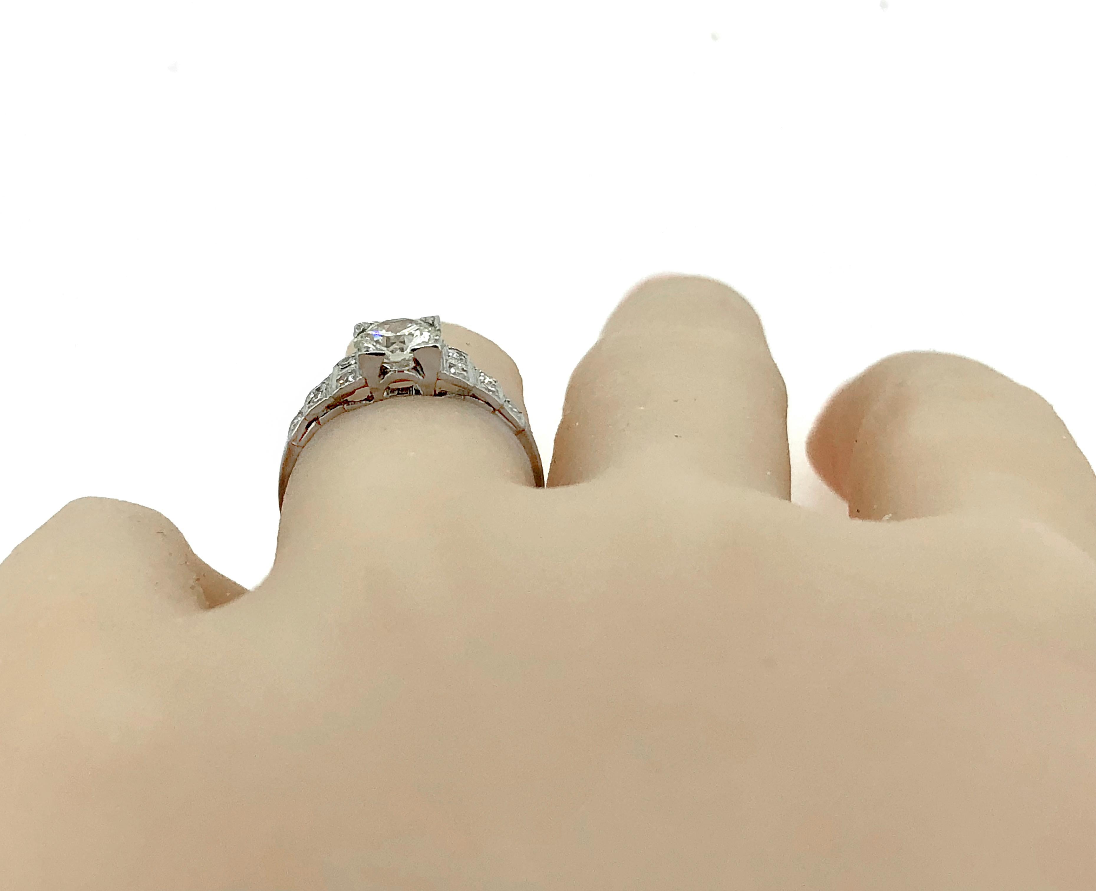 Women's Art Deco .75 Carat Diamond Antique Engagement Ring Platinum