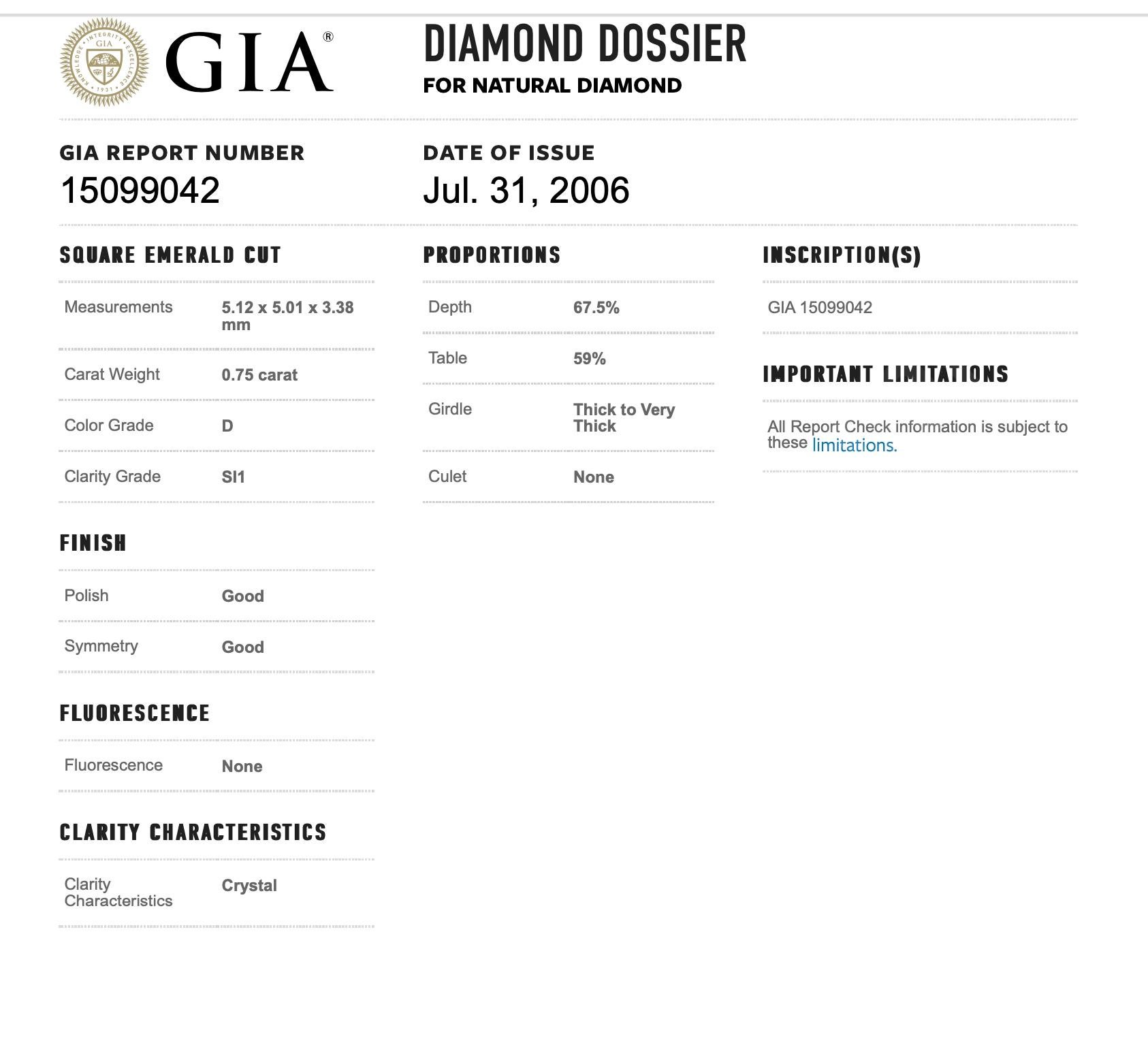 Art Deco .75 Carat GIA Certified Asscher Cut Diamond Platinum Engagement Ring For Sale 5