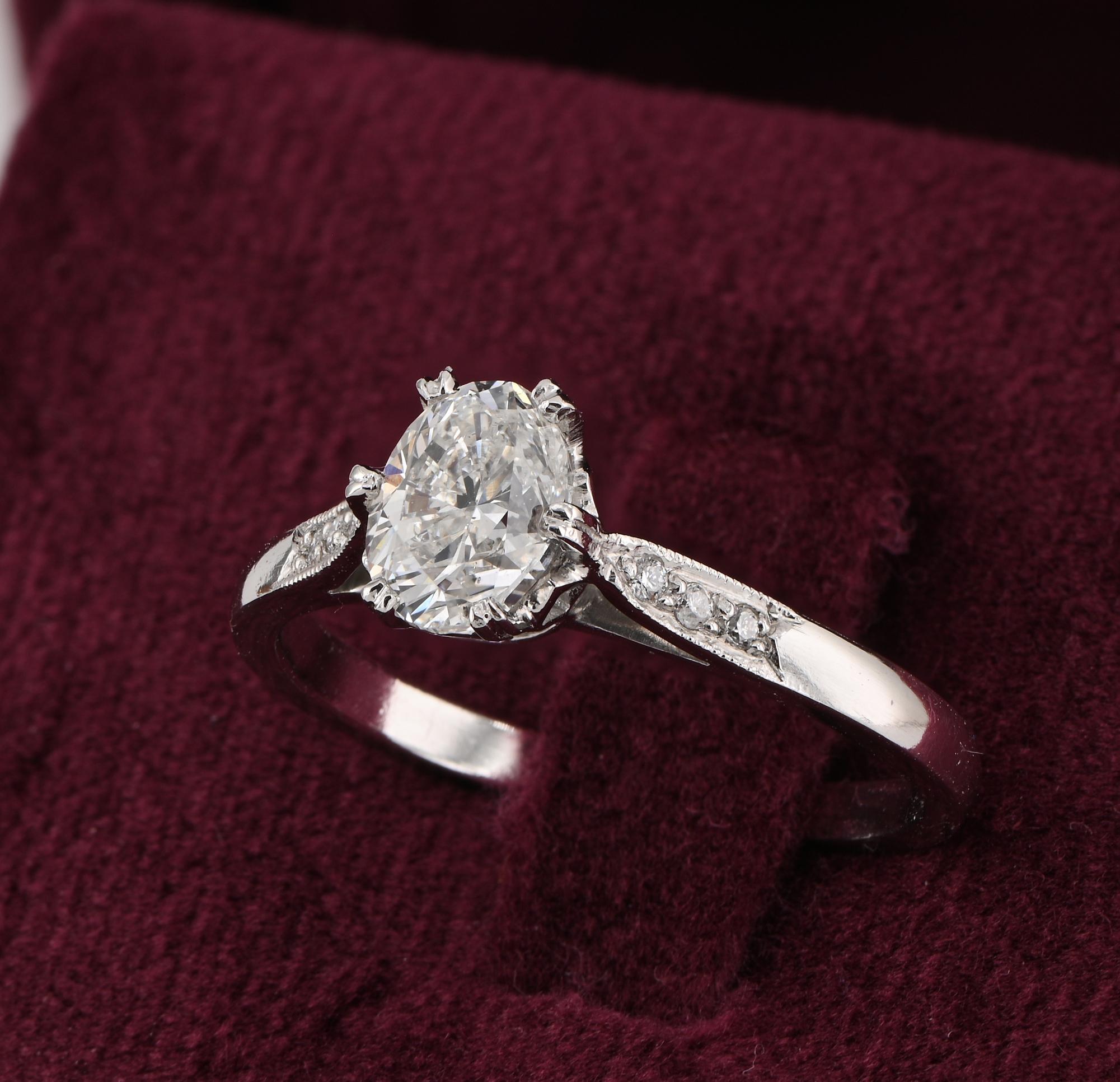 Oval Cut Art Deco .75 Ct. G VS1 Diamond Solitaire Plus Engagement Ring For Sale