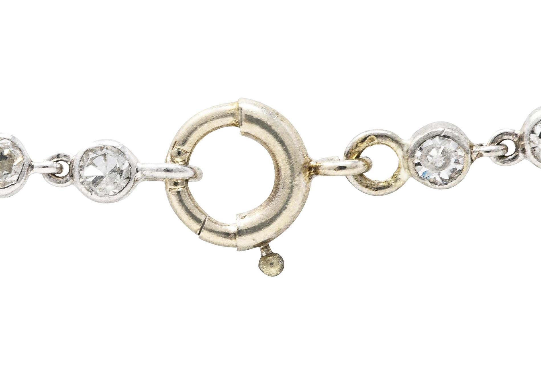 Women's or Men's Art Deco 7.50 Carats Diamond Platinum Long Chain Link Necklace