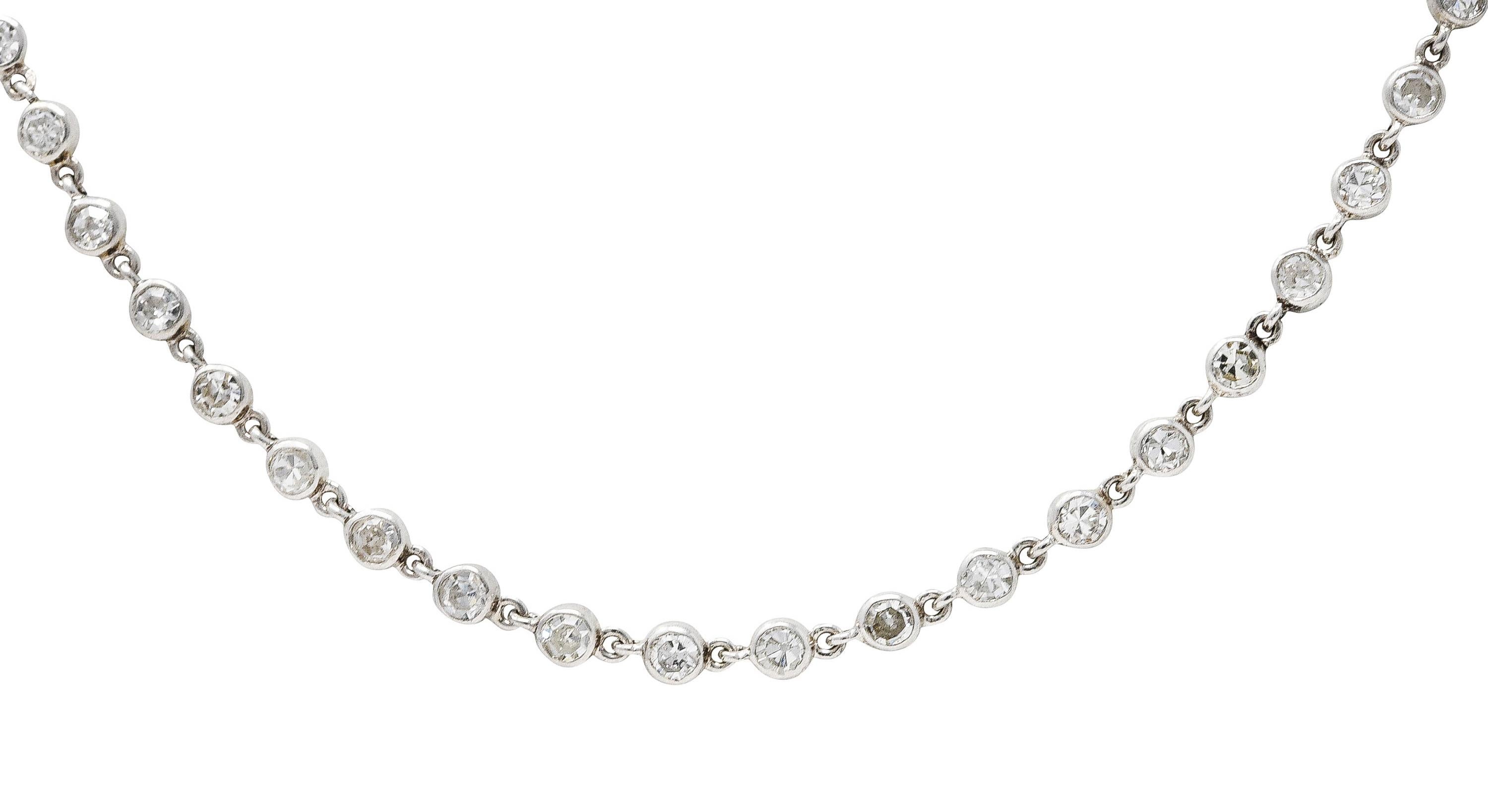 Art Deco 7.50 Carats Diamond Platinum Long Chain Link Necklace 1
