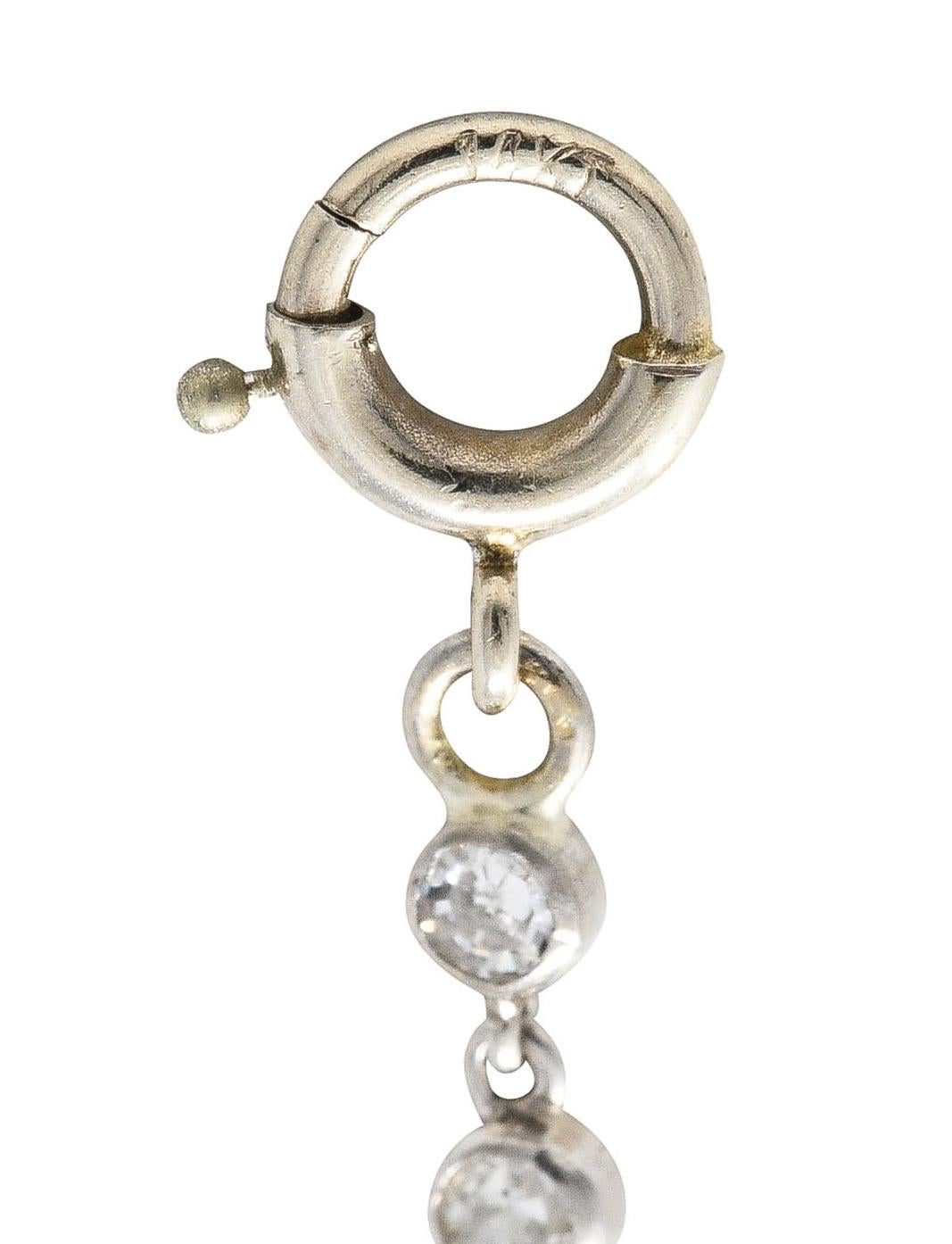 Art Deco 7.50 Carats Diamond Platinum Long Chain Link Necklace 2