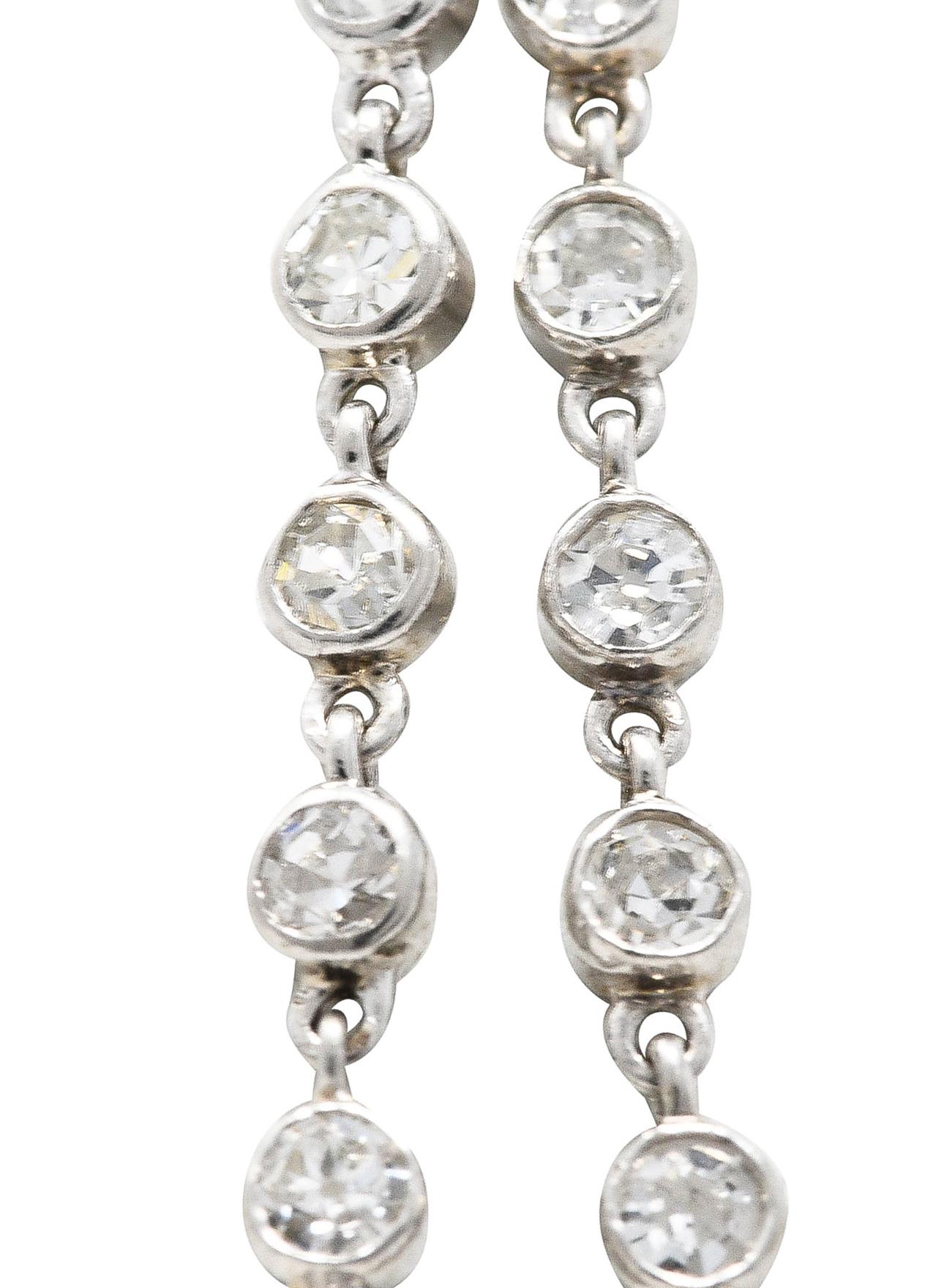 Art Deco 7.50 Carats Diamond Platinum Long Chain Link Necklace 3