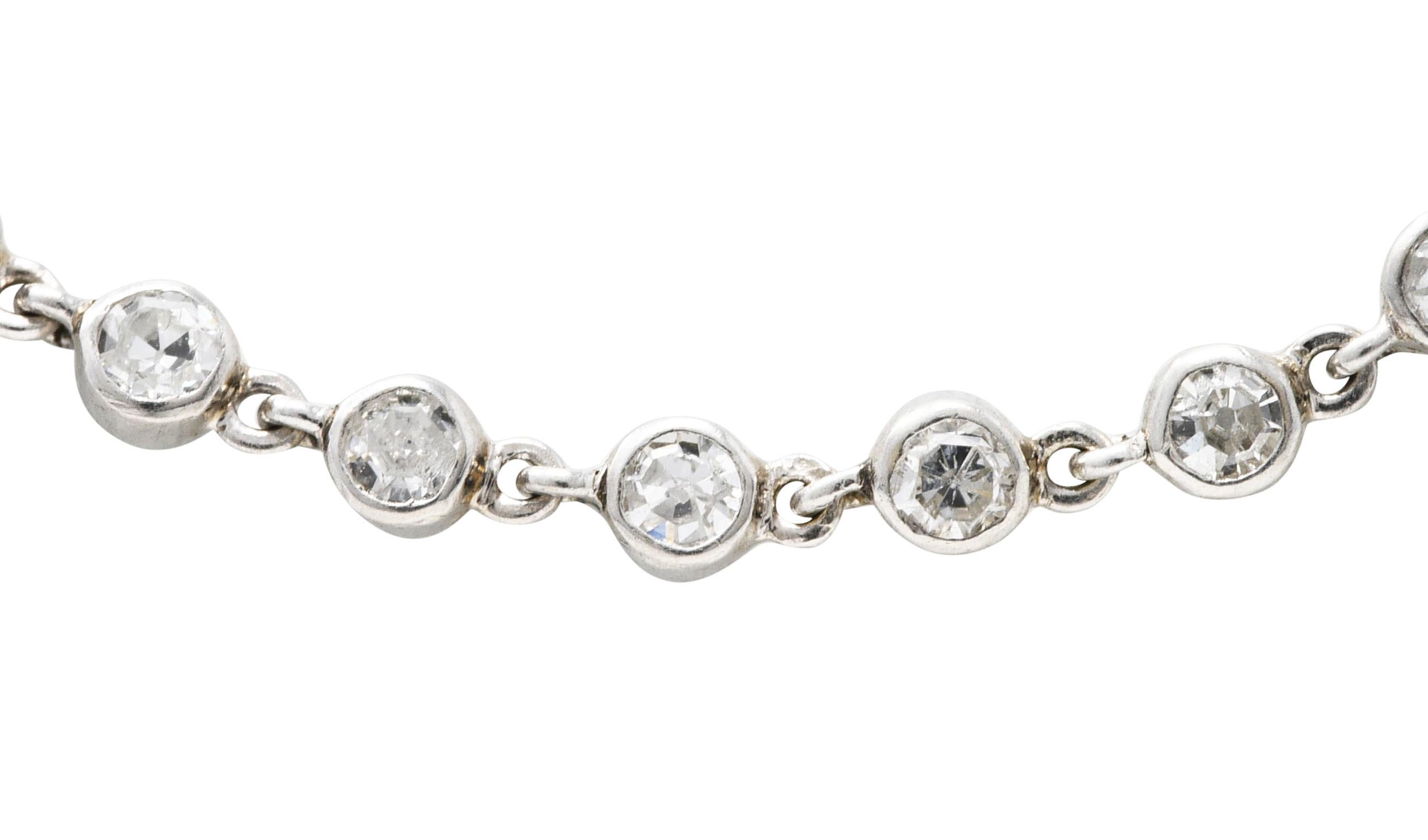 Art Deco 7.50 Carats Diamond Platinum Long Chain Link Necklace 4