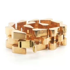 Art Deco 750 Gold Tank Bracelet, Circa 1930-1970, 91.23g, France