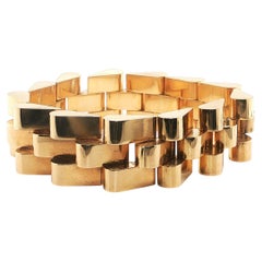 Art Deco 750 Gold Tank Bracelet, Circa 1930-1970, 91.23g, France