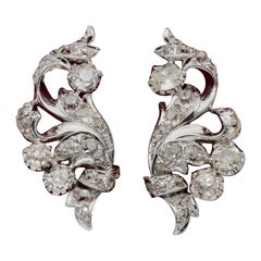 Boucles d'oreilles Art déco en platine 18 KT avec diamants de 7,80 carats