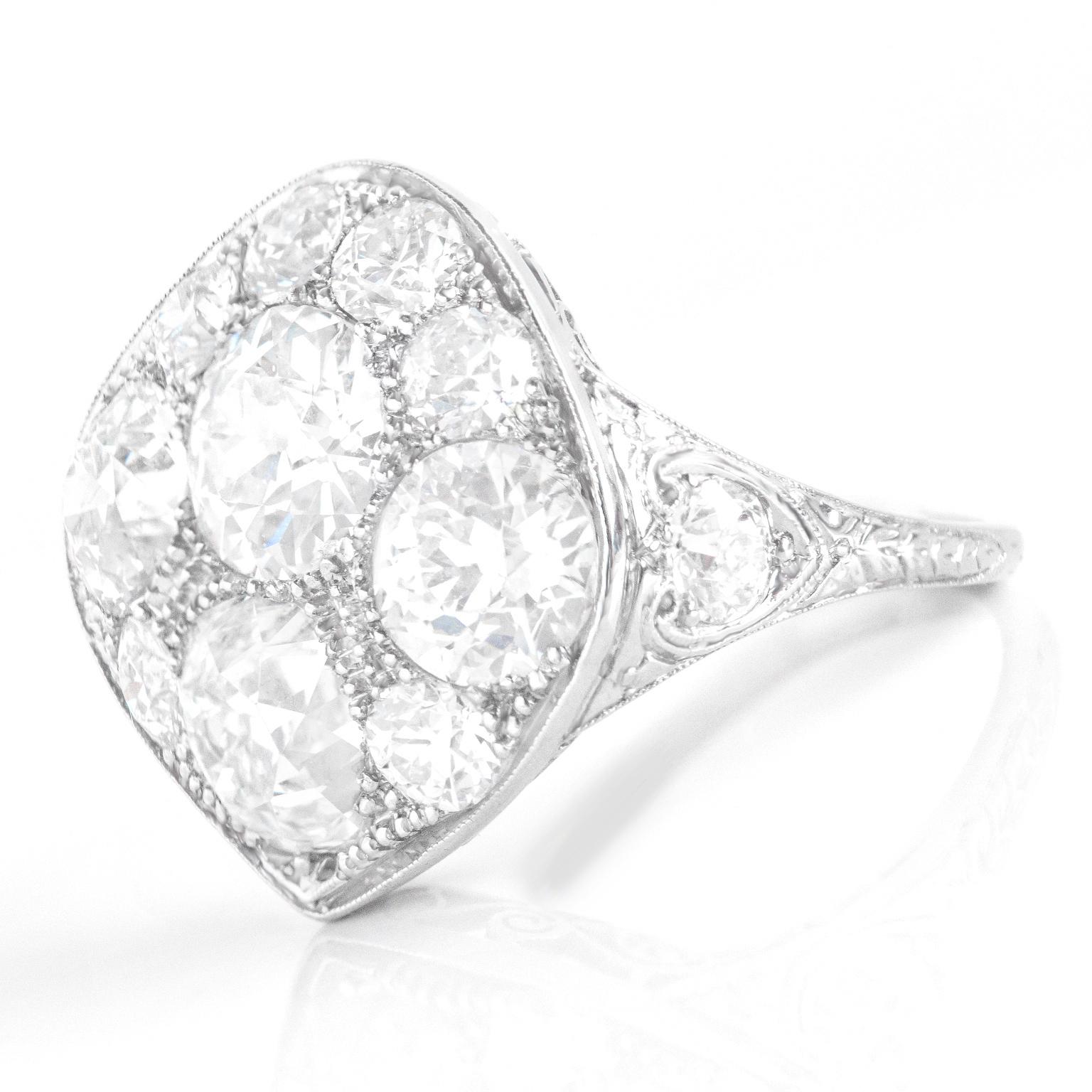 Art Deco 7 Carat Diamond Set Platinum Ring 2