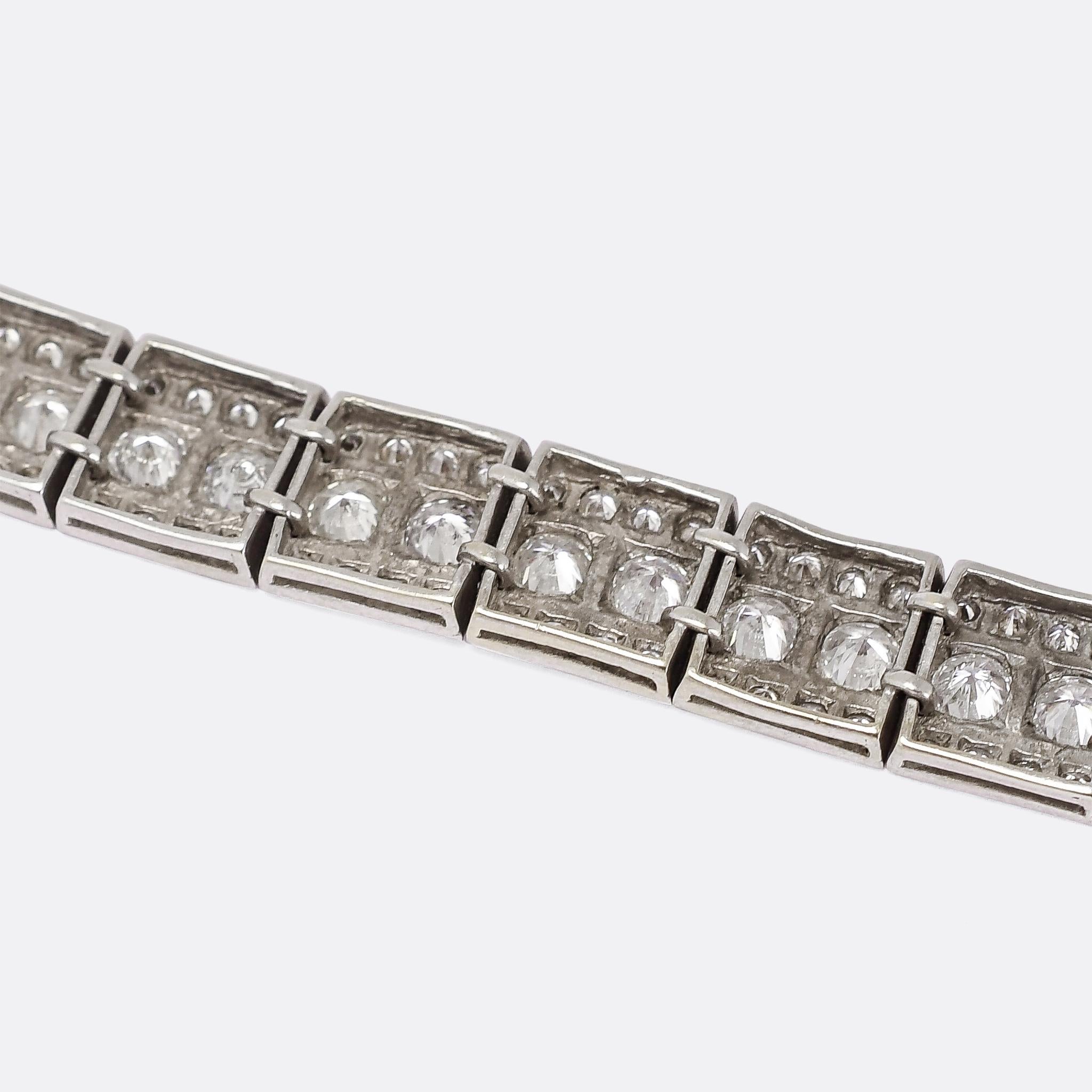 Art Deco 8 Carat Diamond Millegrain Bracelet In Good Condition In Sale, Cheshire
